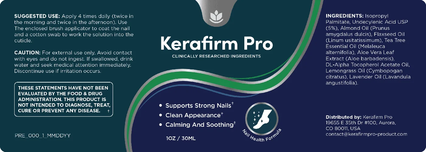 KeraFirm Pro label showing undecylenic acid 5% and the botanical oil ingredients