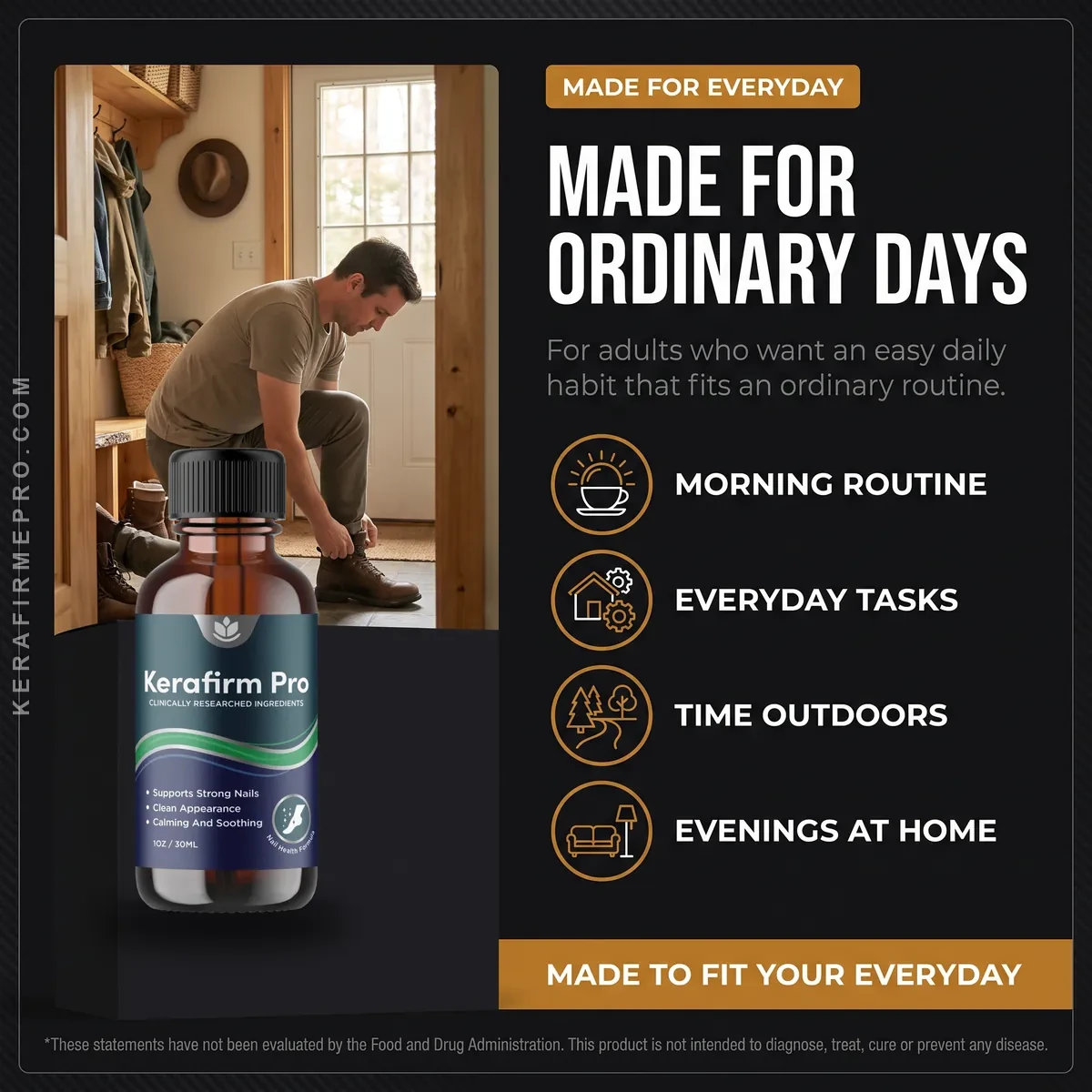 KeraFirm Pro is made for ordinary days: a simple morning and afternoon nail-care routine